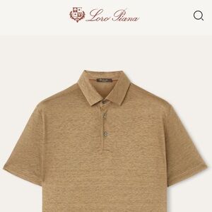 Loro Piana Linen Polo Button Up Shirt Dusty Khaki Size L
